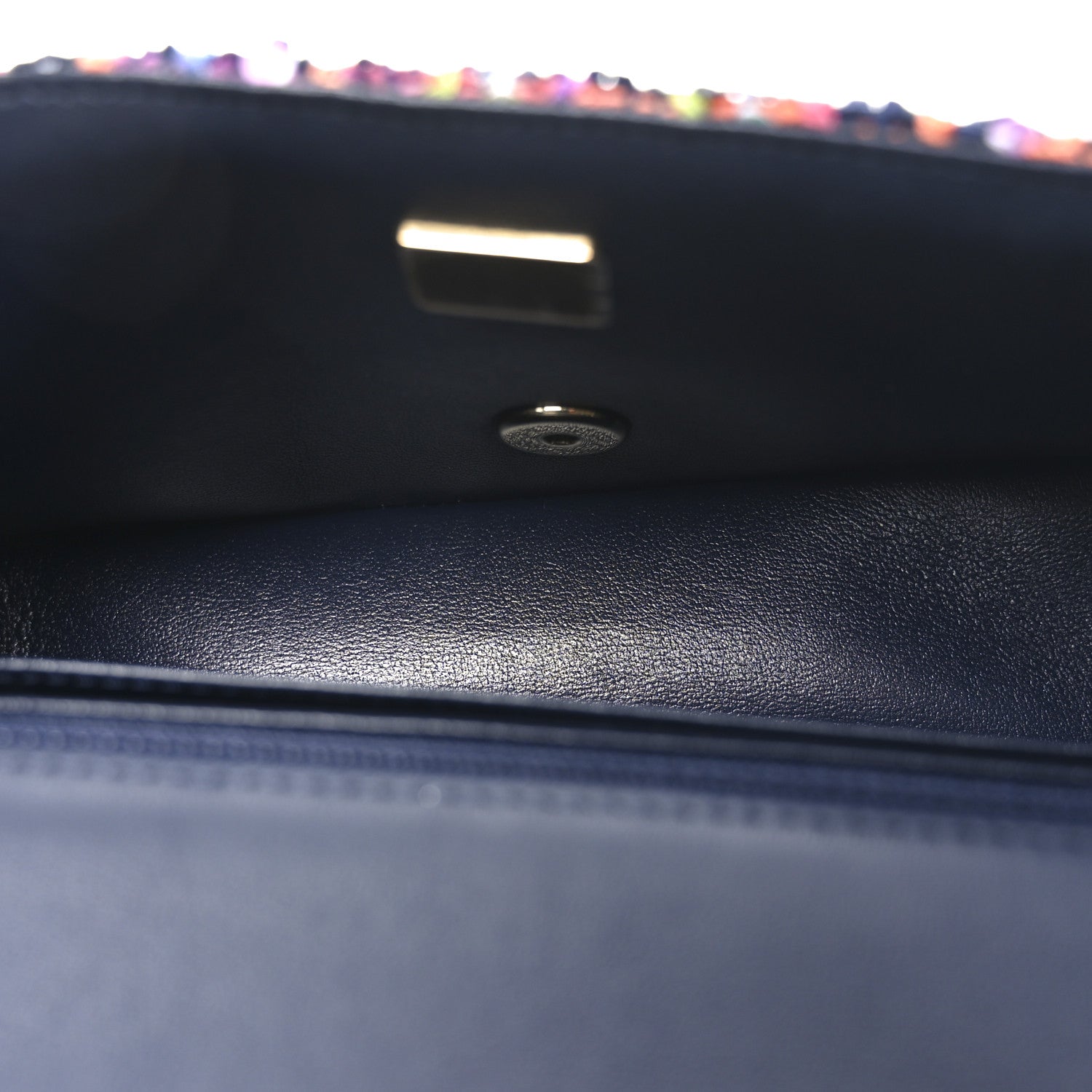 Chanel Tweed Quilted Mini Rectangular Flap Navy Blue Multicolor 5 of 11