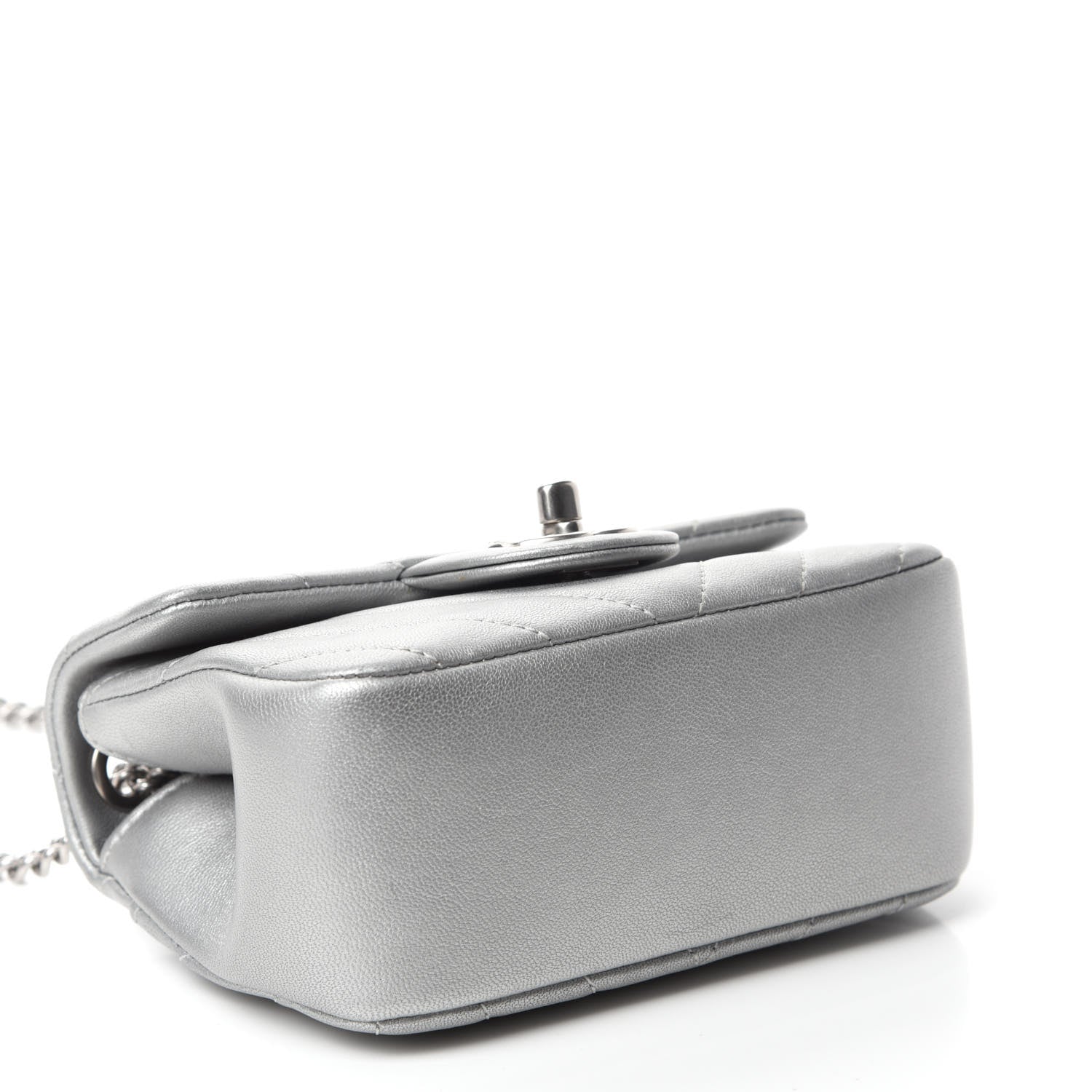 Chanel Metallic Lambskin Chevron Quilted Mini Flap Silver 4 of 10