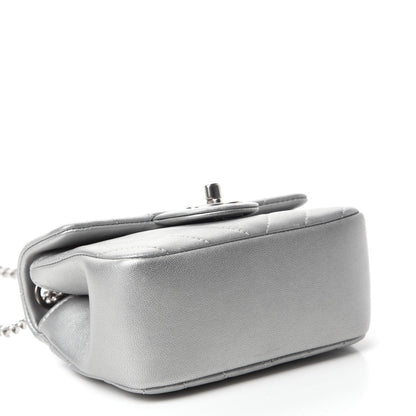 Chanel Metallic Lambskin Chevron Quilted Mini Flap Silver 4 of 10
