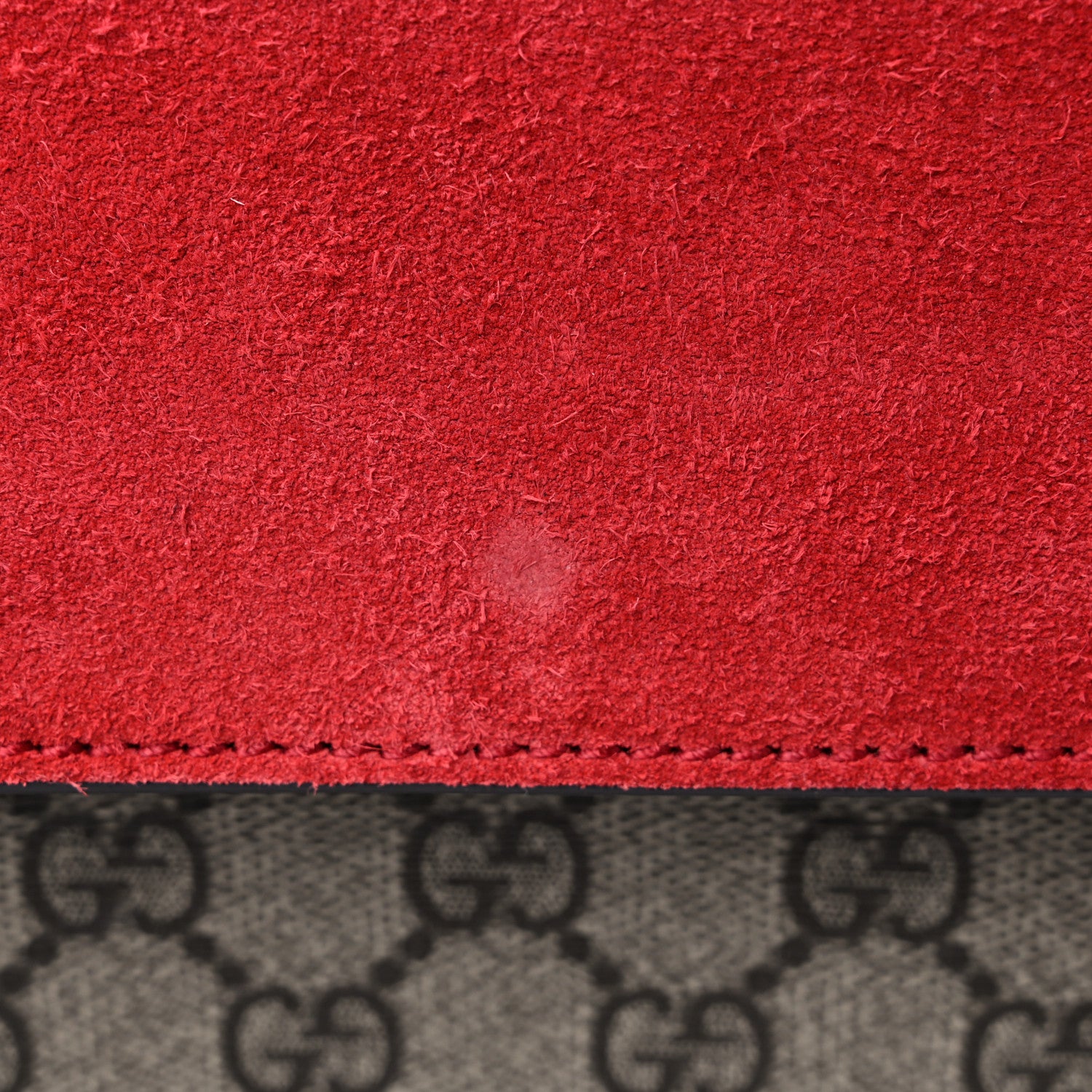 Gucci GG Supreme Monogram Suede Small Dionysus Shoulder Bag Beige Ebony Vulcanic Red 12 of 13