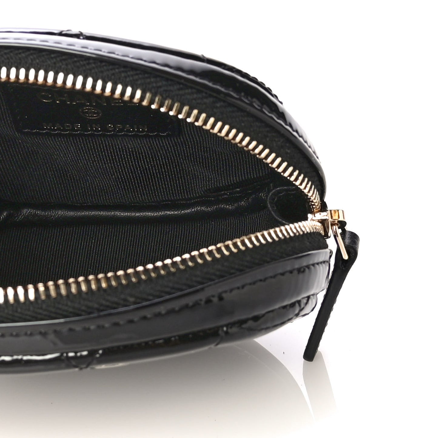 Patent Quilted Zip Around Classic Coin Purse Black