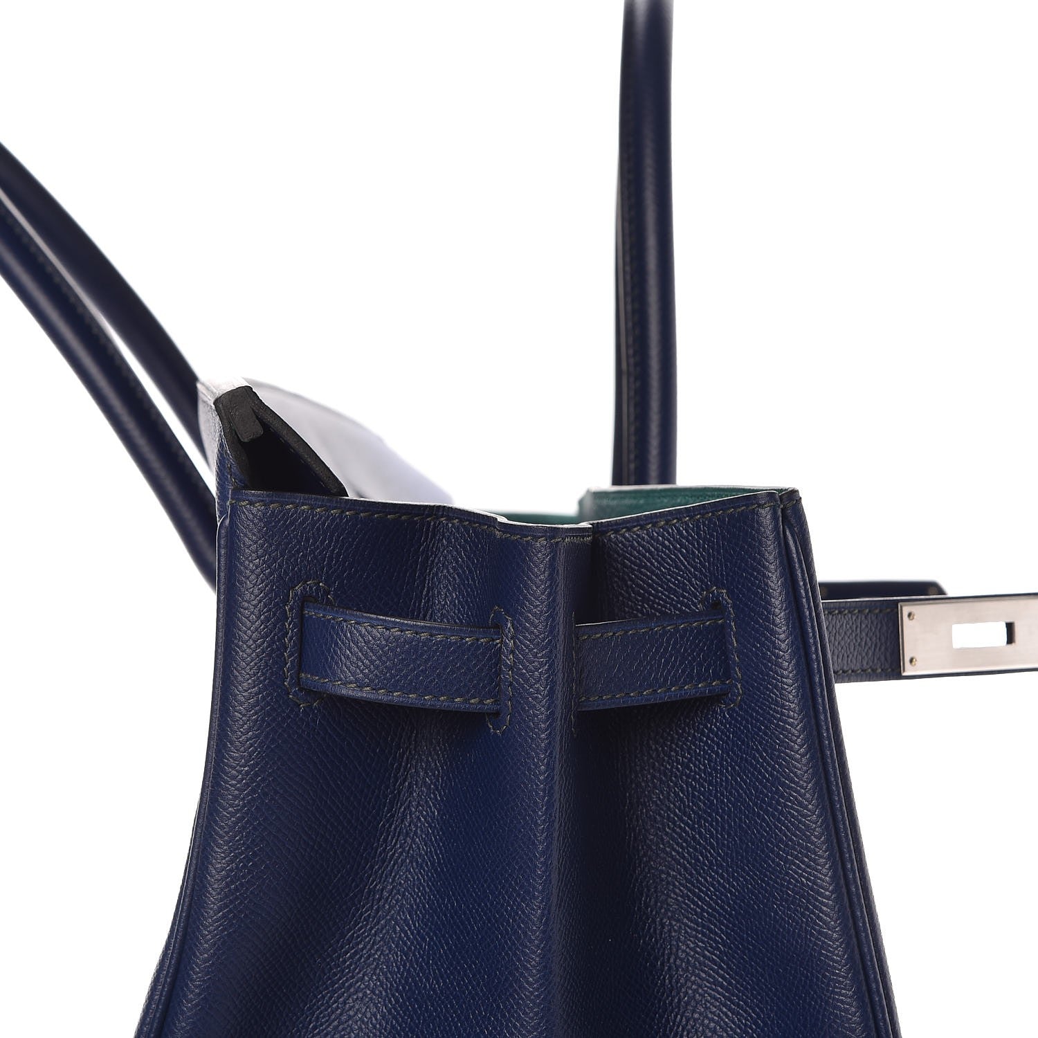 Hermes Epsom Horseshoe Birkin 40 Bleu Saphir Malachite 24 of 32