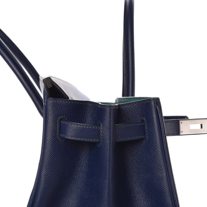 Hermes Epsom Horseshoe Birkin 40 Bleu Saphir Malachite 24 of 32