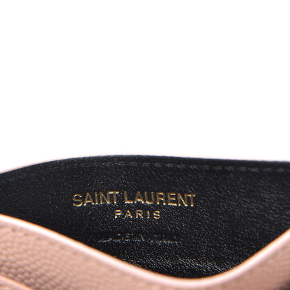 Saint Laurent Grain De Poudre Matelasse Chevron Monogram Credit Card Case Pale Blush 6 of 6