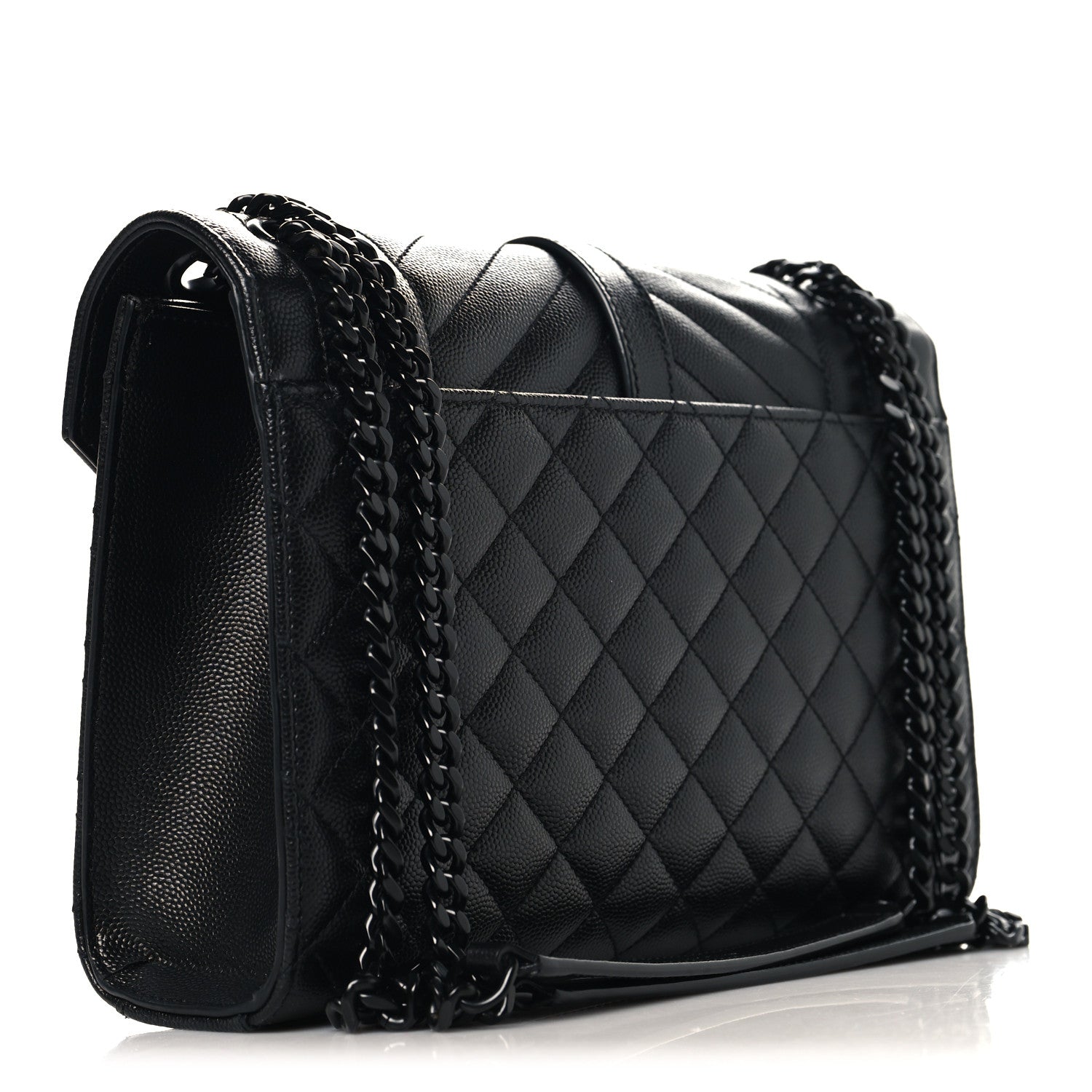 Saint Laurent Grain De Poudre Textured Mixed Matelasse Triquilt Medium Monogram Monochrome Satchel Black 3 of 9