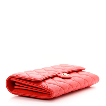 Chanel Caviar Quilted Large Gusset Flap Wallet Red 4 of 9