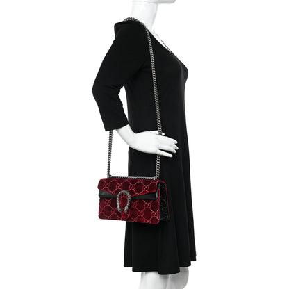 Gucci Velvet Skipper Crystal GG Monogram Small Dionysus Shoulder Bag Red Cipria Black Black Diamond 2 of 8