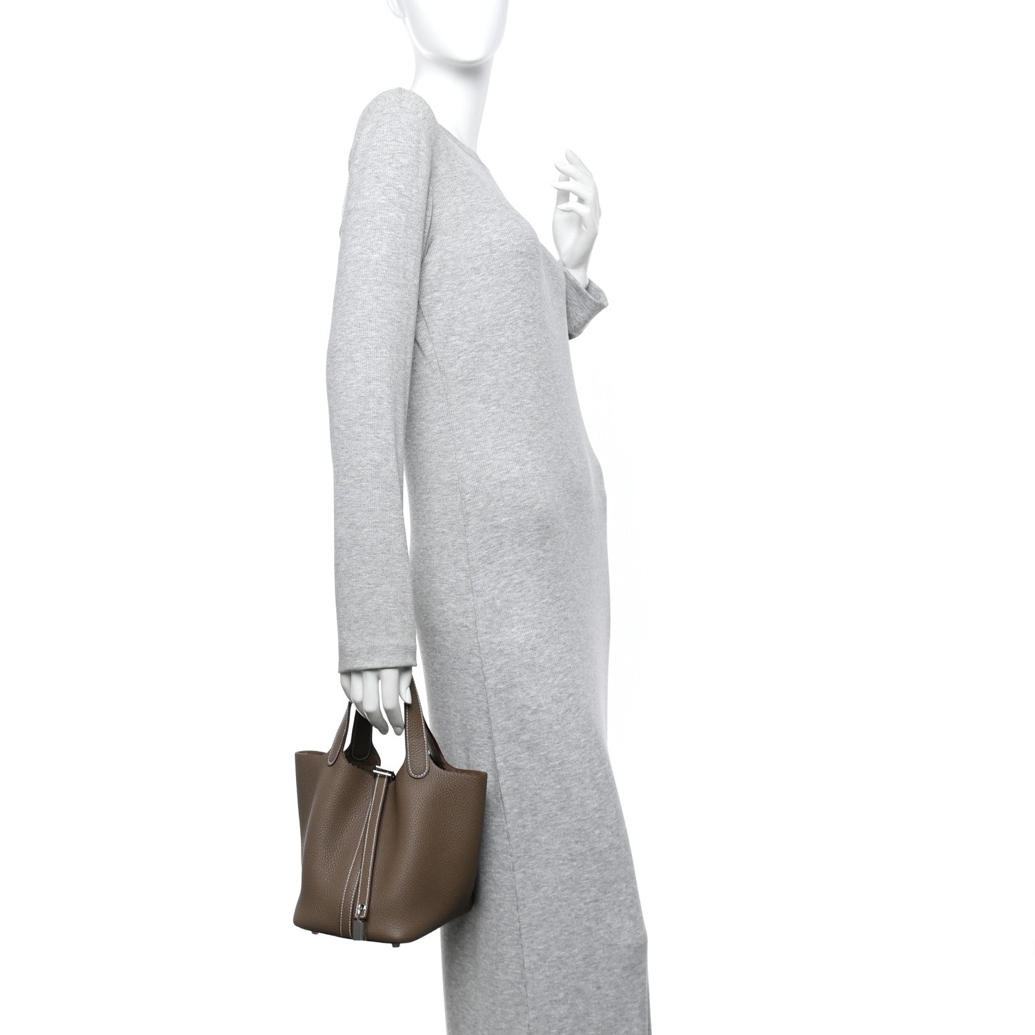 Hermes Taurillon Clemence Picotin Lock 18 PM Etoupe 2 of 14