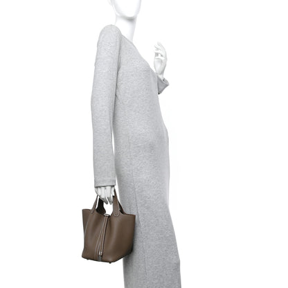 Hermes Taurillon Clemence Picotin Lock 18 PM Etoupe 2 of 14