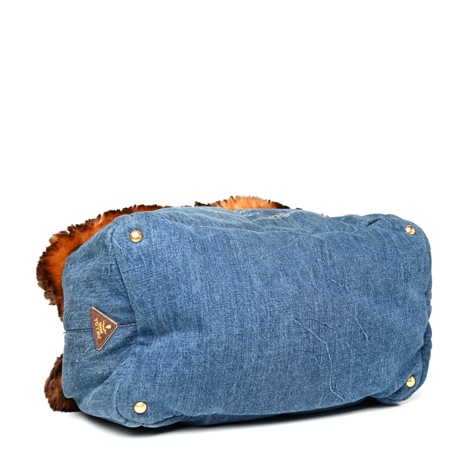 Prada Denim Eco Lapin Logo Tote Avio Tabacco 4 of 11