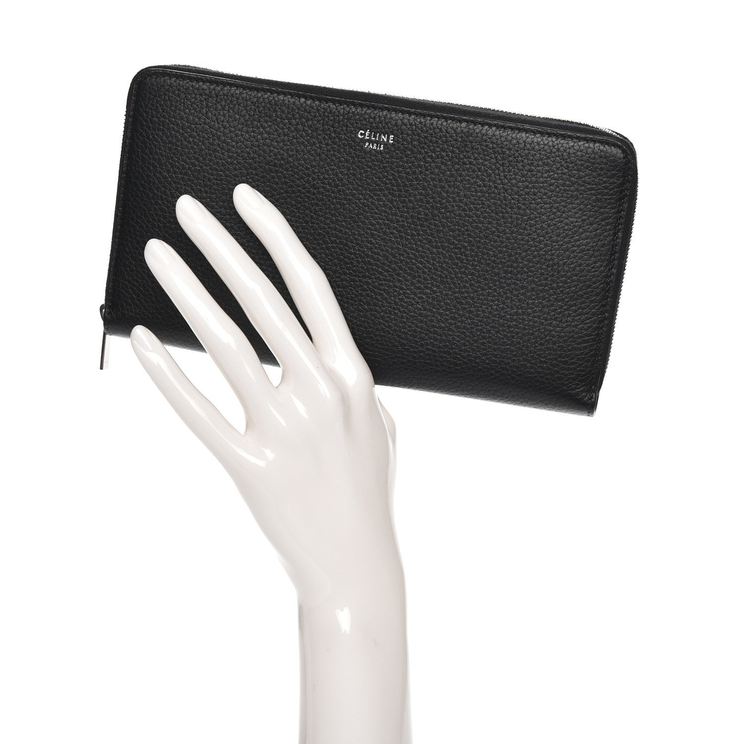 Celine Calfskin Large Zip Around Multifunction Wallet Black Citron 2 of 9