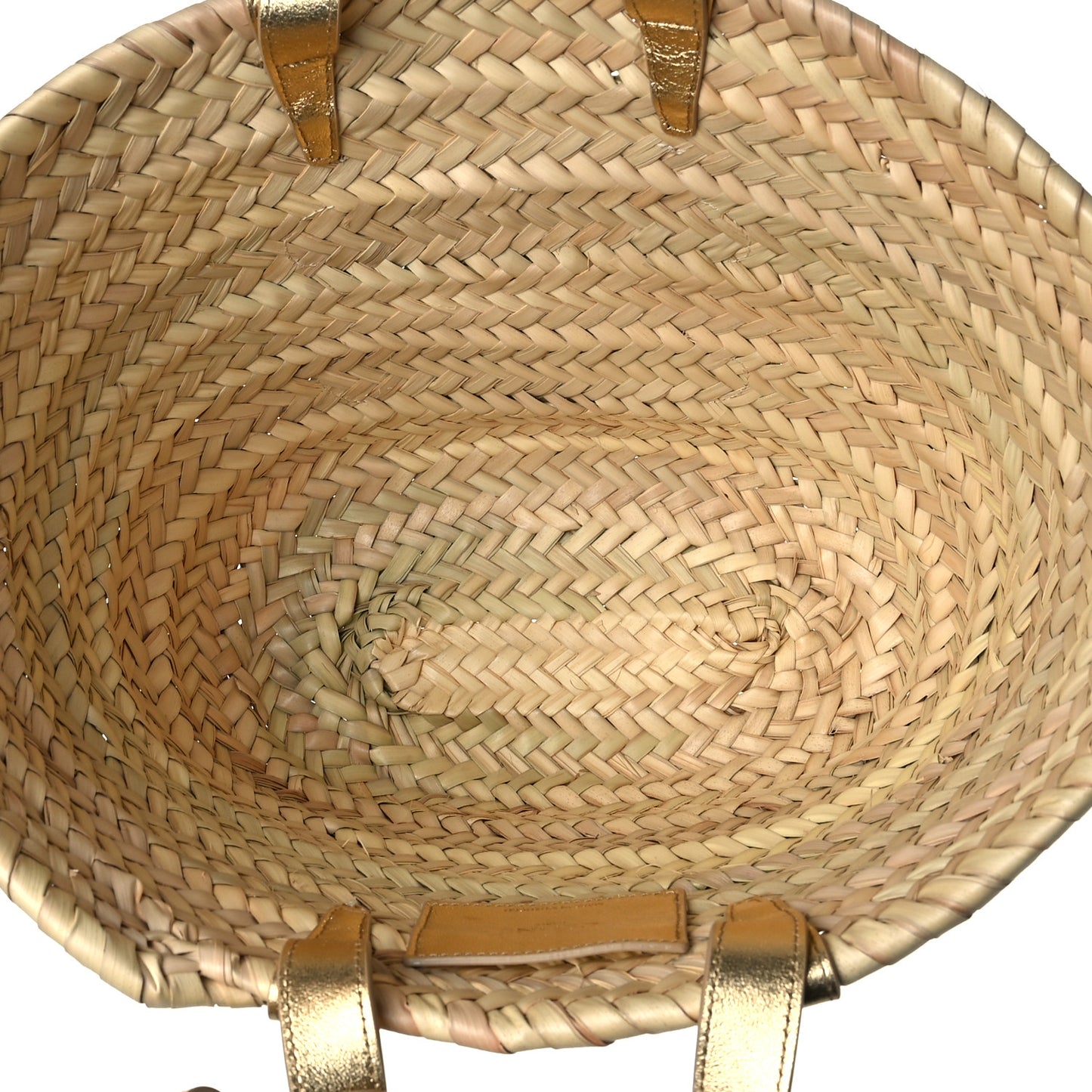 Raffia Calfskin Triomphe Teen Panier Gold