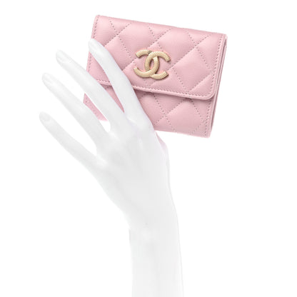 Chanel Caviar Quilted Studded CC Flap Card Holder Light Pink 2 of 9