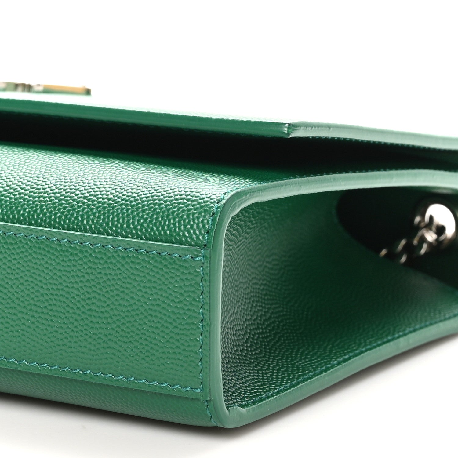Saint Laurent Grain De Poudre Medium Classic Monogram Kate Satchel Brilliant Grass 10 of 10