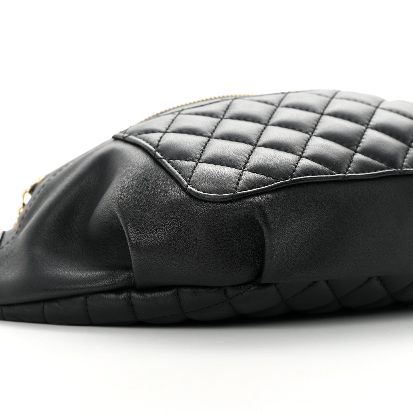 Lambskin Quilted Waist Bag Fanny Pack Black