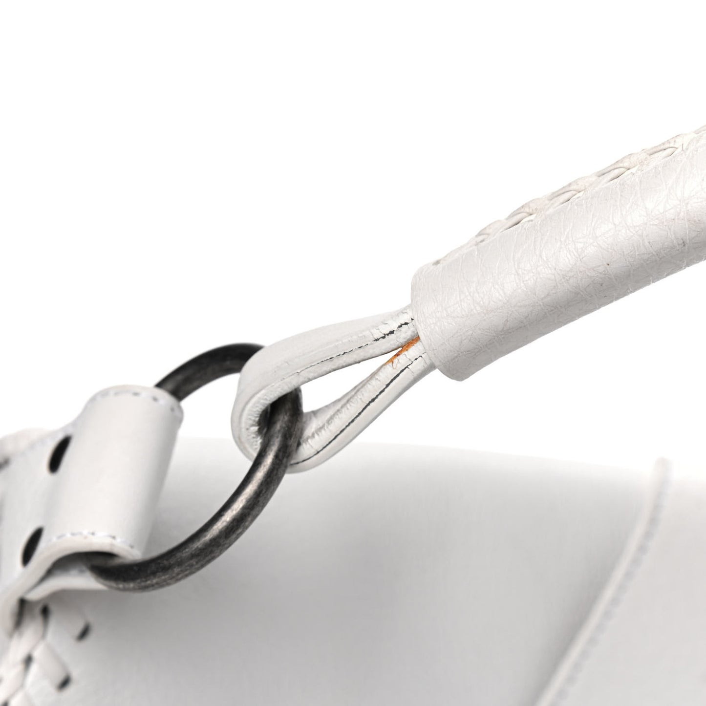 Calfskin Whipstitch Gaucho Double Saddle Bag White