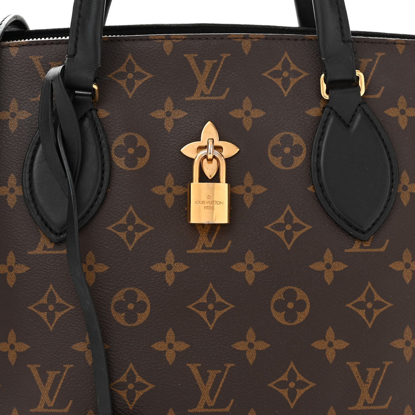 Monogram Flower Zipped Tote MM Black