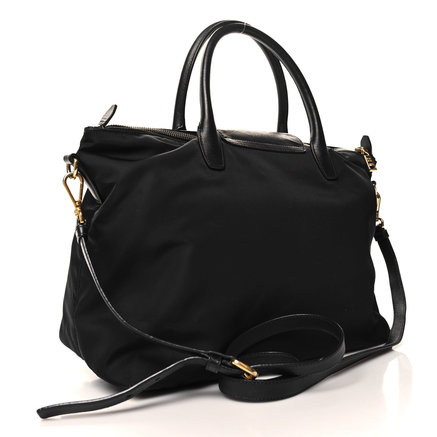 Prada Tessuto Nylon Saffiano Tote Black 3 of 10
