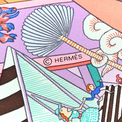 Hermes Silk Animapolis Scarf 90 Bleu Lavande Vert 4 of 4