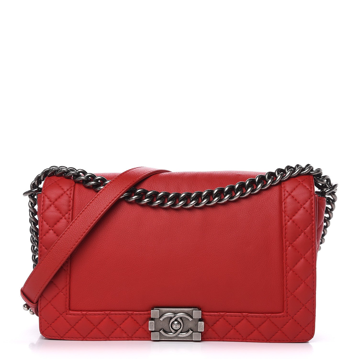 Chanel Calfskin New Medium Boy Reverso Flap Red 1 of 12