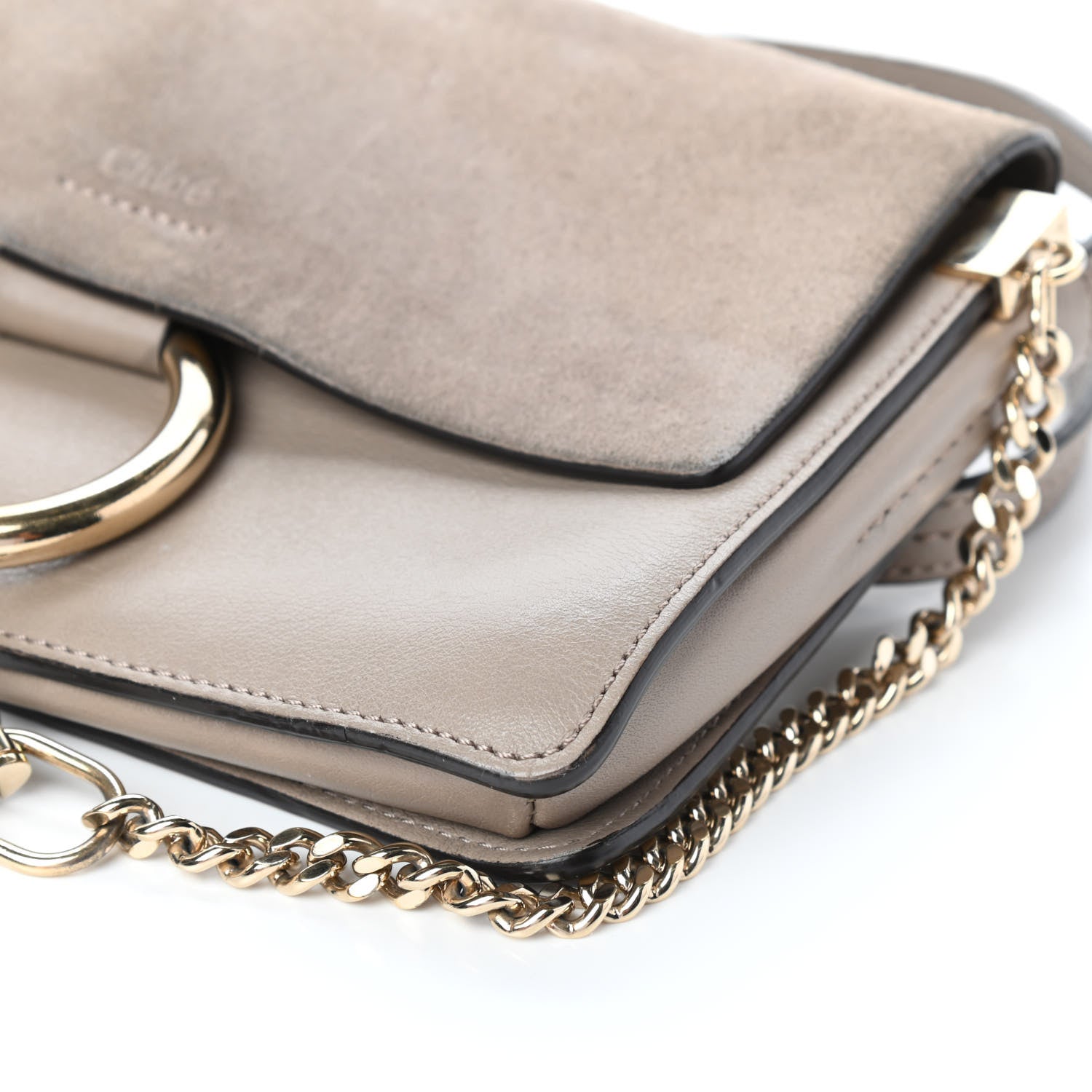Chloe Suede Calfskin Small Faye Shoulder Bag Motty Grey 9 of 13