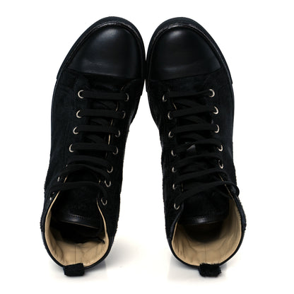 Hermes Pony Hair Calfskin Womens Jimmy High Top Sneakers 38.5 Black 2 of 9