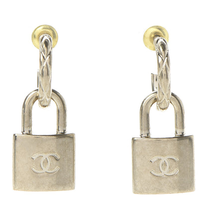 Chanel Metal Lock Drop Earrings Light Gold 1 of 4