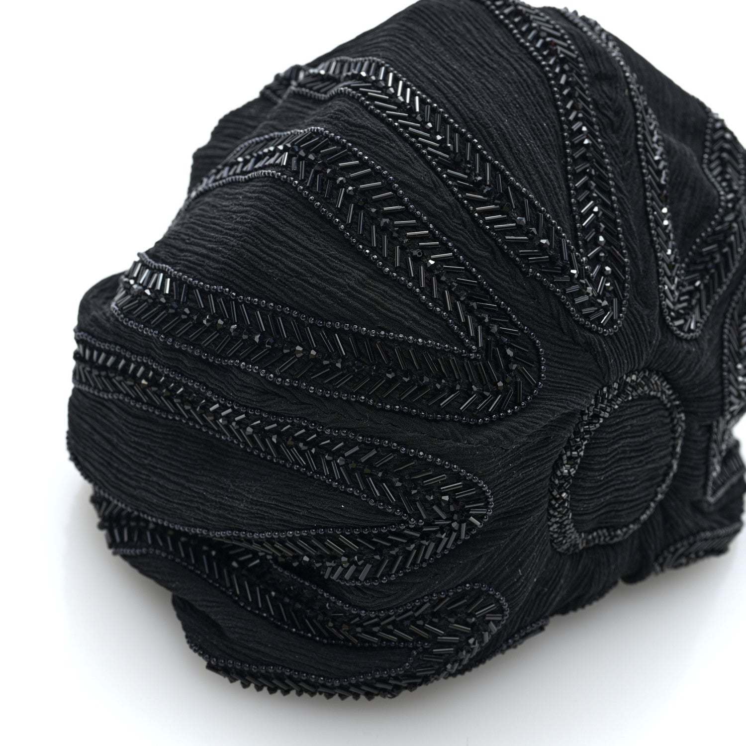 Saint Laurent Chiffon Silk Crepe Beaded Pochon Broderie Bag Black 12 of 16