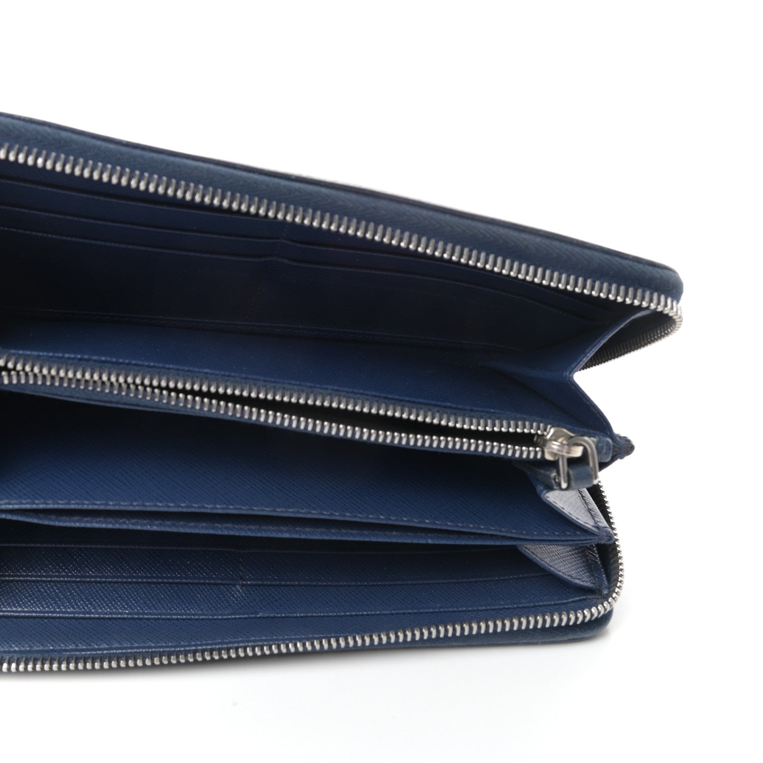 Prada Saffiano Zip Around Wallet Bleuette 5 of 6