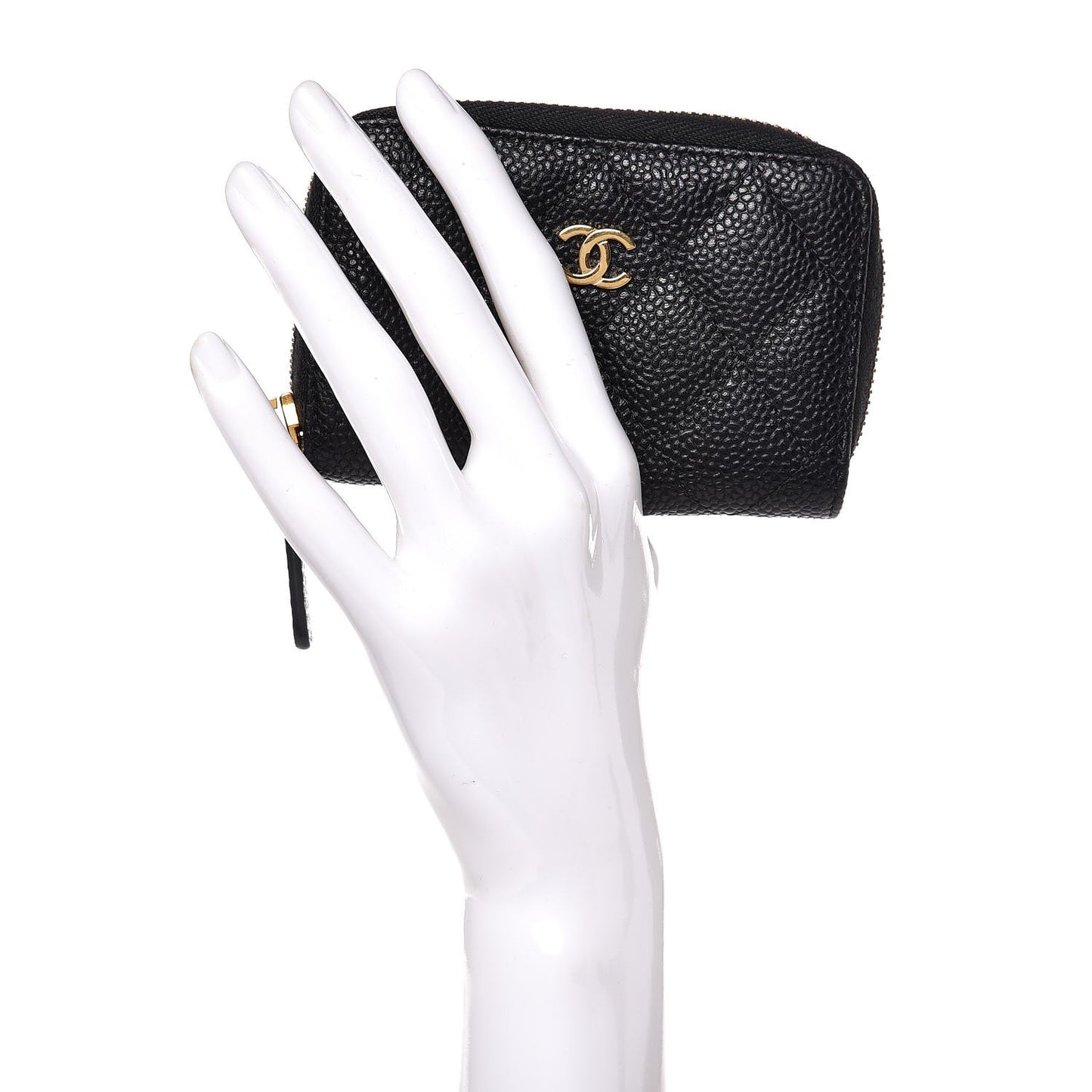 Caviar Quilted Zip Coin Purse Black