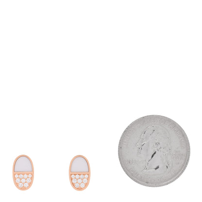 Hermes 18K Rose Gold Ceramic Diamond Chaine D'Ancre Verso Stud Earrings White 2 of 5