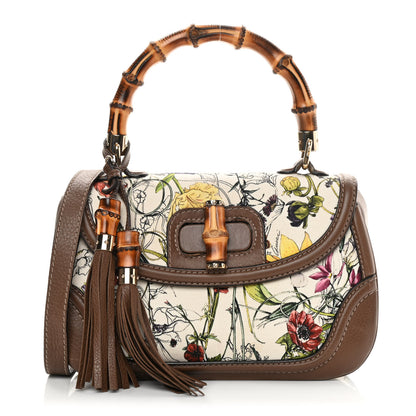 Gucci Flora Medium New Bamboo Top Handle Bag Dark Brown 1 of 17