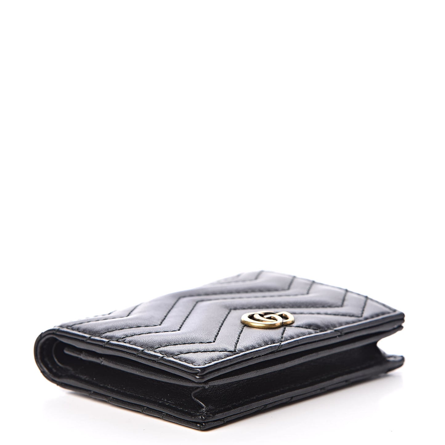 Calfskin Matelasse GG Marmont Card Case Black