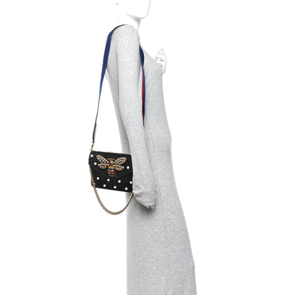 Gucci Nappa Pearl Studded Mini Queen Margaret Broadway Shoulder Bag Black 2 of 11