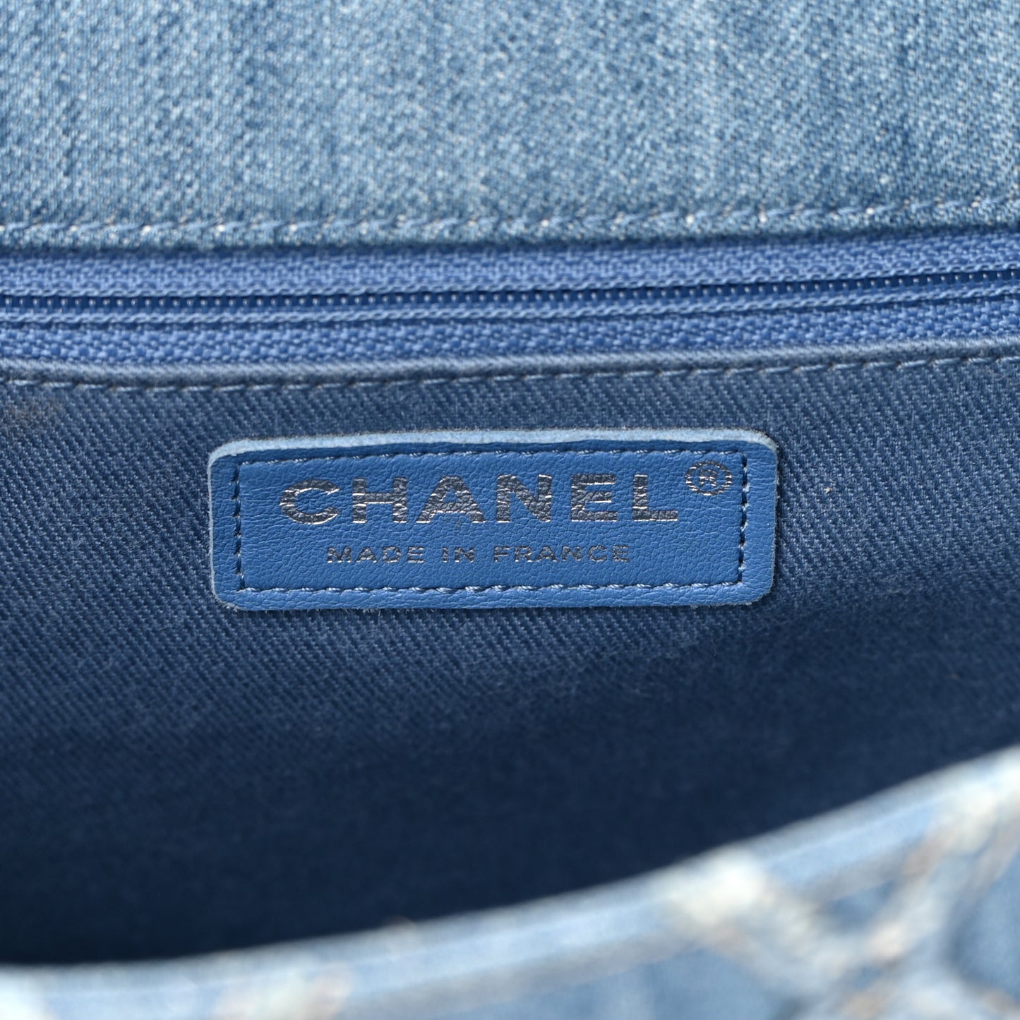 Frayed Denim Quilted Large Blue Chip Flap Blue
