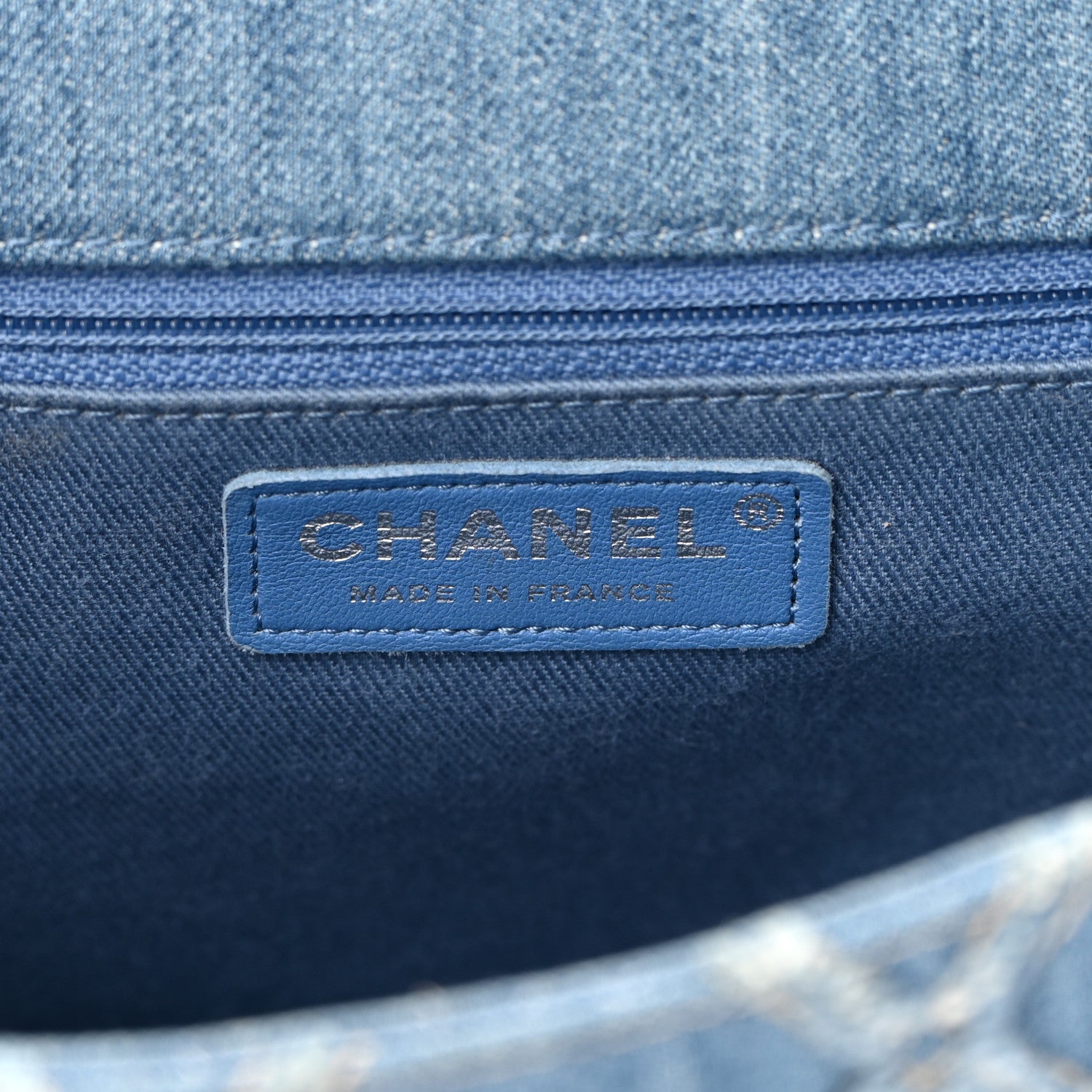 Chanel Frayed Denim Quilted Large Blue Chip Flap Blue 6 of 13