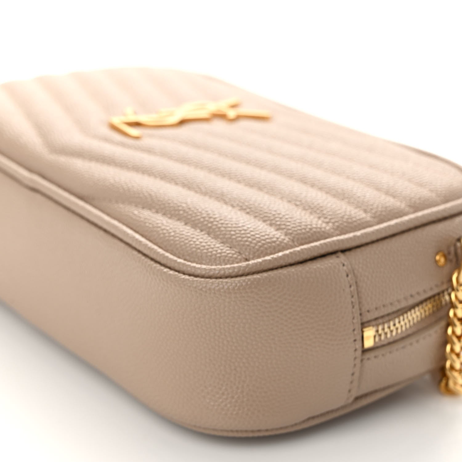 Saint Laurent Grain De Poudre Matelasse Monogram Mini Lou Camera Bag Dark Beige 9 of 9