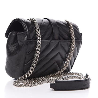 Saint Laurent Grained Calfskin Matelasse Chevron Monogram Classic Baby Chain Bag Black 3 of 14