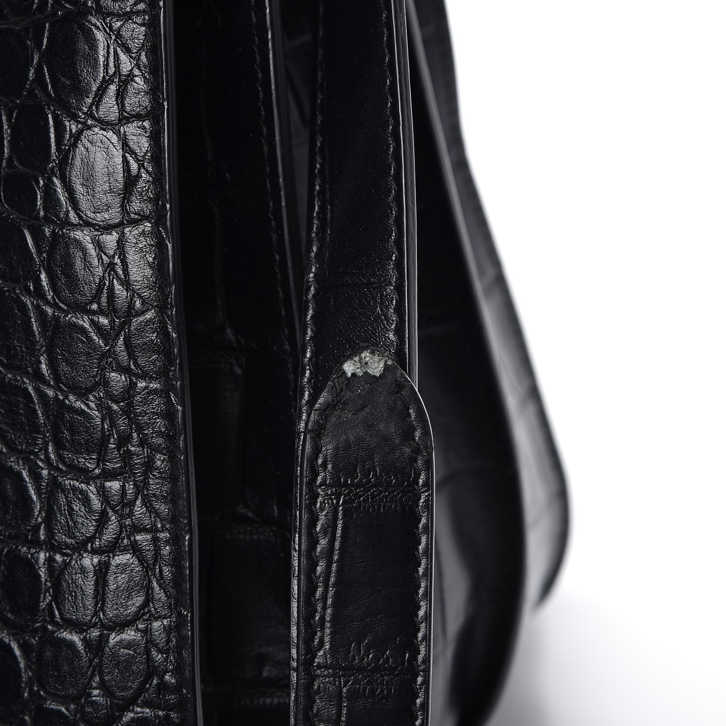 Calfskin Crocodile Embossed Medium Supple Sac de Jour Black
