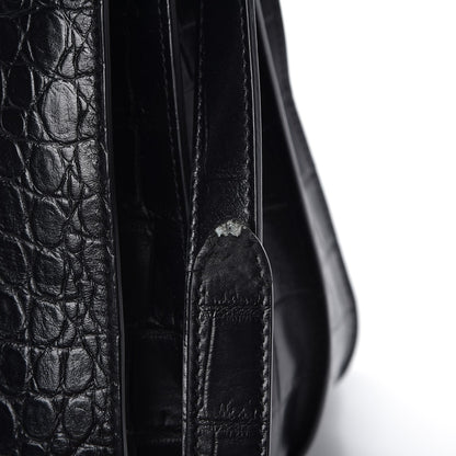 Saint Laurent Calfskin Crocodile Embossed Medium Supple Sac de Jour Black 8 of 8