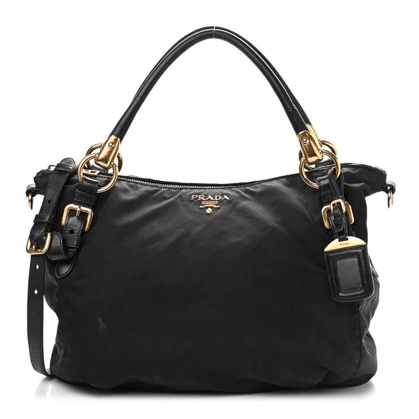 Tessuto Nylon Soft Calfskin Tote Black