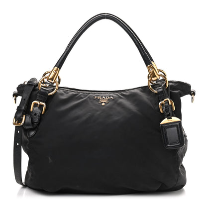 Prada Tessuto Nylon Soft Calfskin Tote Black 1 of 23