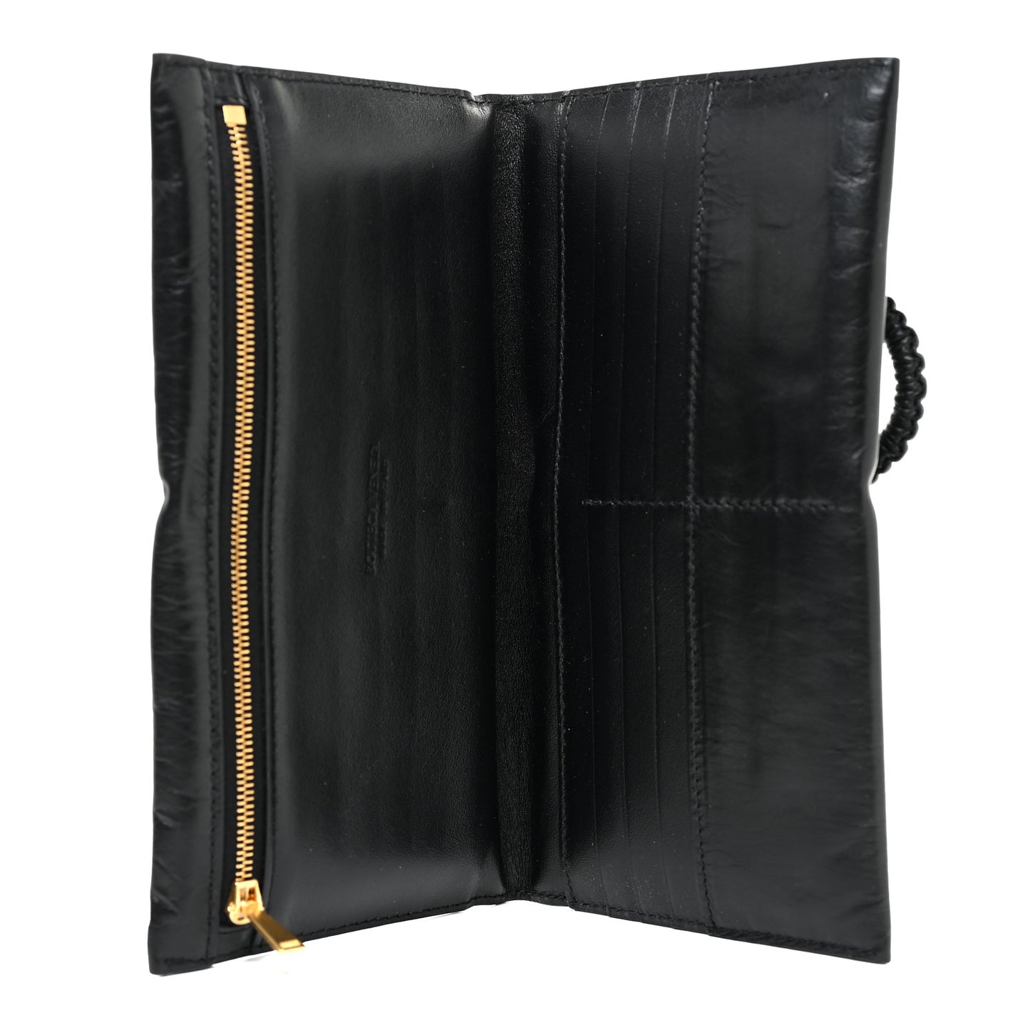 Calfskin Padded Bi Fold Clutch Black
