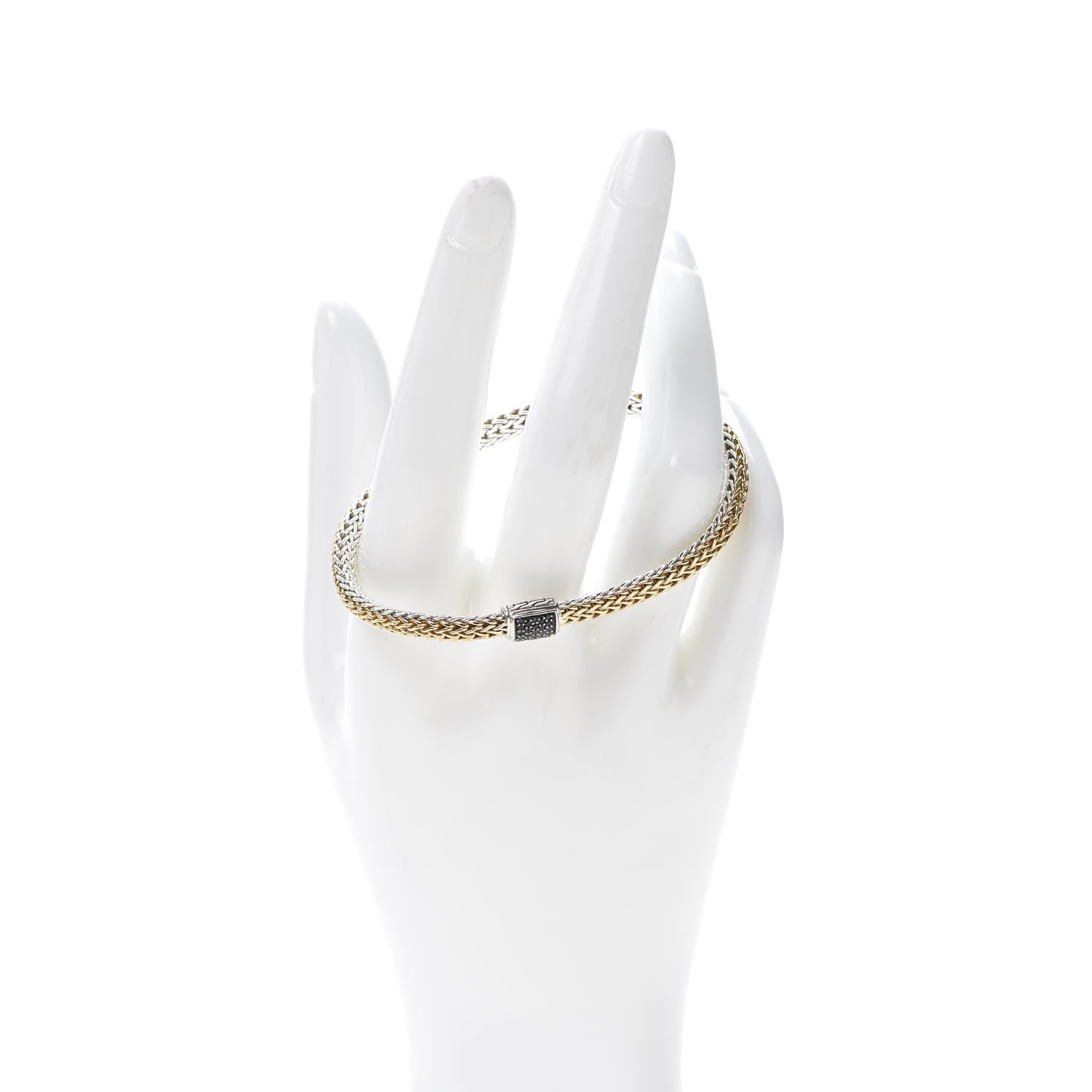 John Hardy Sterling Silver 18K Yellow Gold Black Spinel 5mm Classic Chain Reversible Bracelet 2 of 5