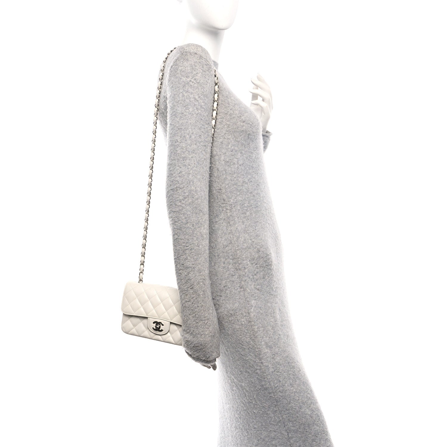Chanel Iridescent Calfskin Quilted Mini Rectangular Flap White 2 of 10