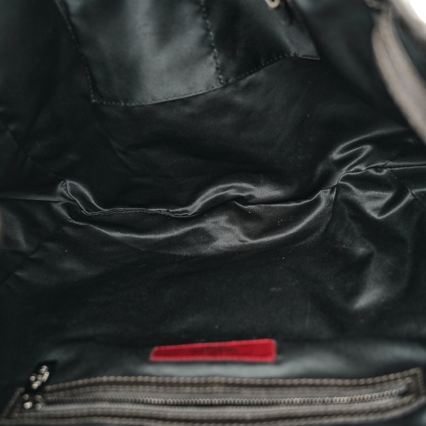 Nappa Sequin Chain Glam Tote Dark Grey