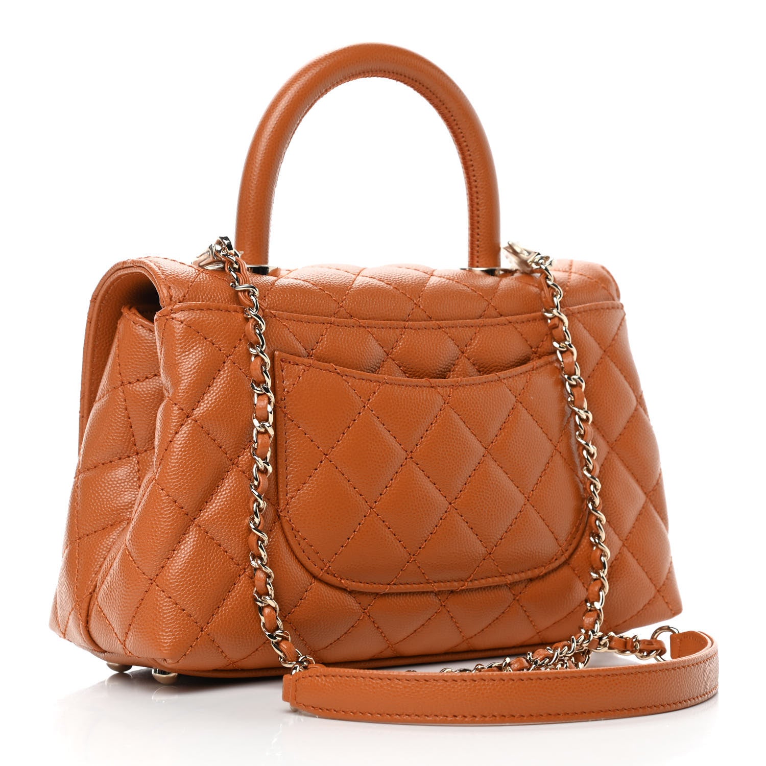 Chanel Caviar Quilted Mini Coco Handle Flap Light Brown 2 of 4