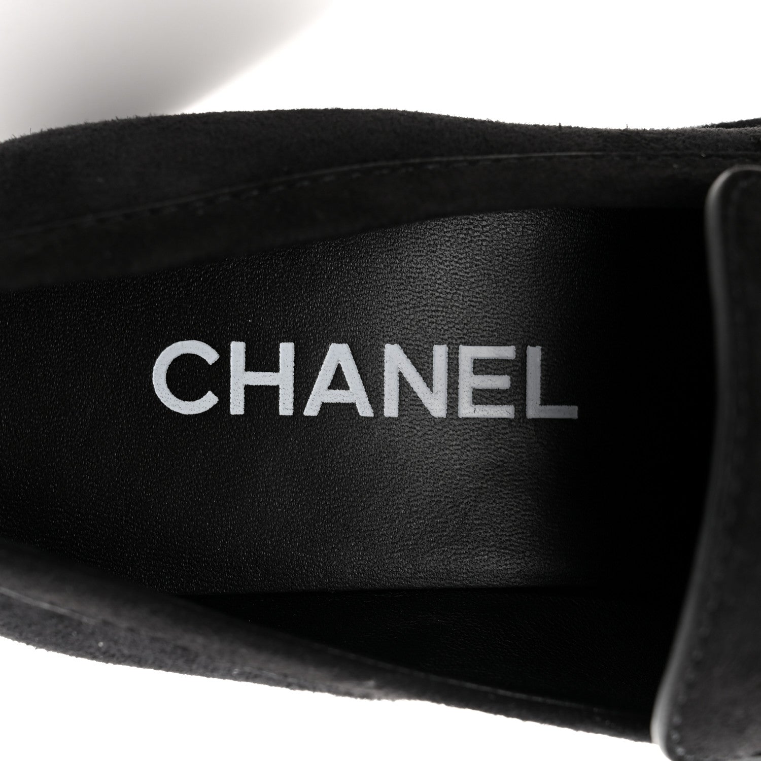 Chanel Suede Kidskin CC Platform Loafers 38.5 Black 7 of 9