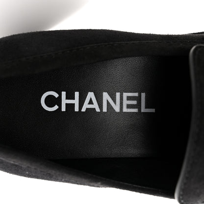 Chanel Suede Kidskin CC Platform Loafers 38.5 Black 7 of 9