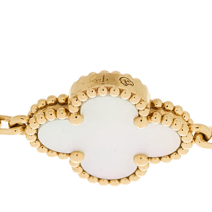 Van Cleef & Arpels 18K Yellow Gold Mother of Pearl 5 Motifs Vintage Alhambra Bracelet 4 of 5